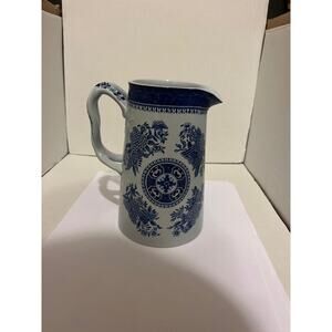 Spode Blue Italian Jug 7" Blue & White R 25 Pitcher Twisted Handle